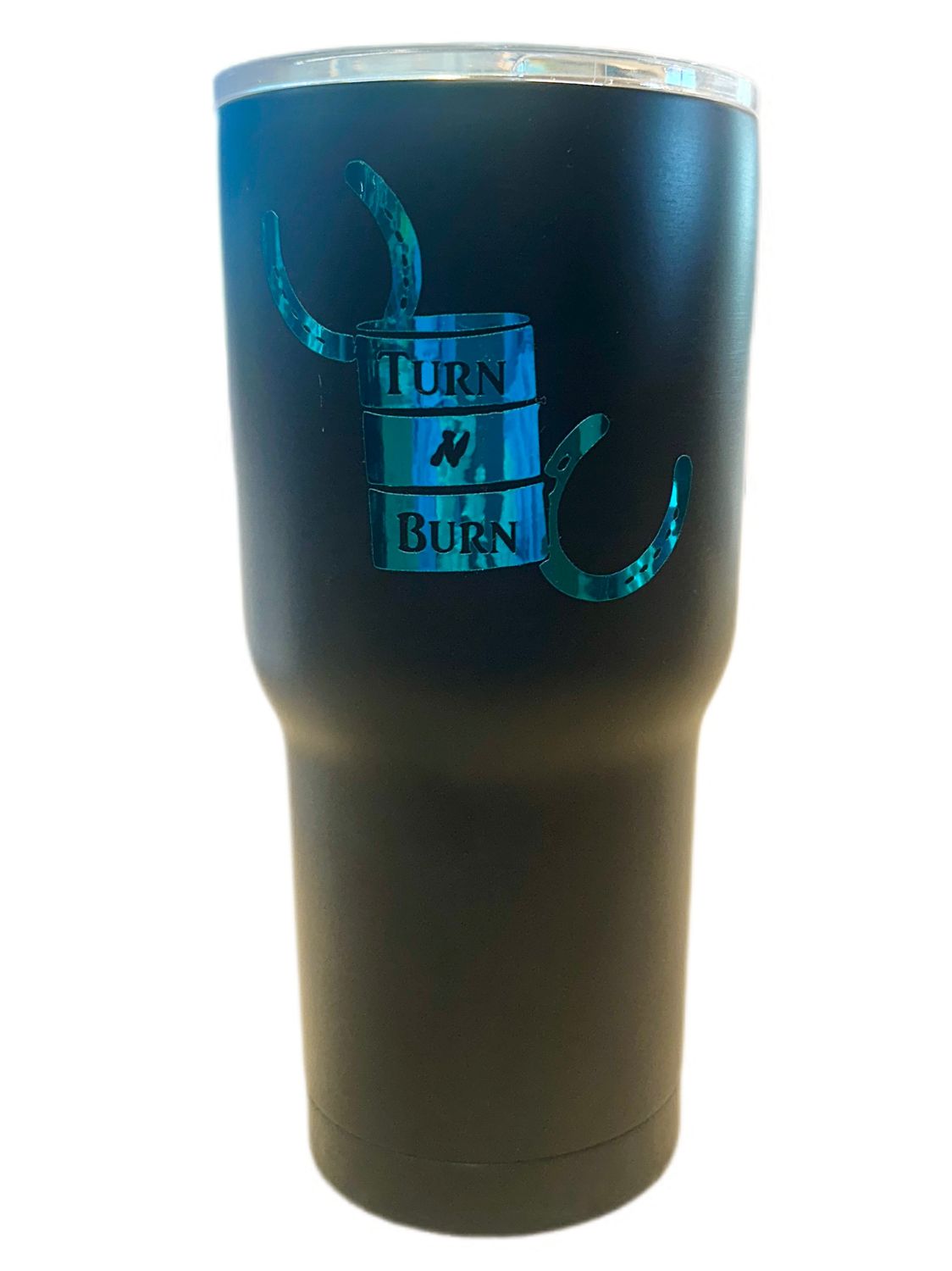 Turn And Burn Black/Teal Stainless Steel Tumbler  C504