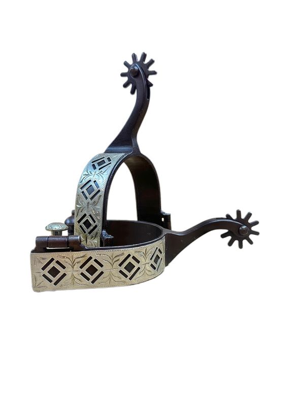 AHE Hilton Antique Brown Men's Diamond Cutout Engraved Spurs 843542019129