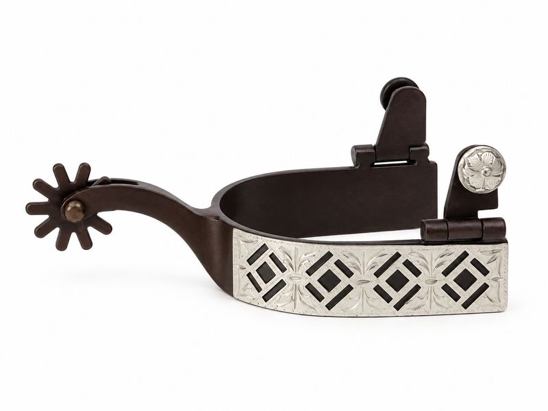 AHE Hilton Antique Brown Men's Diamond Cutout Engraved Spurs 260-225
