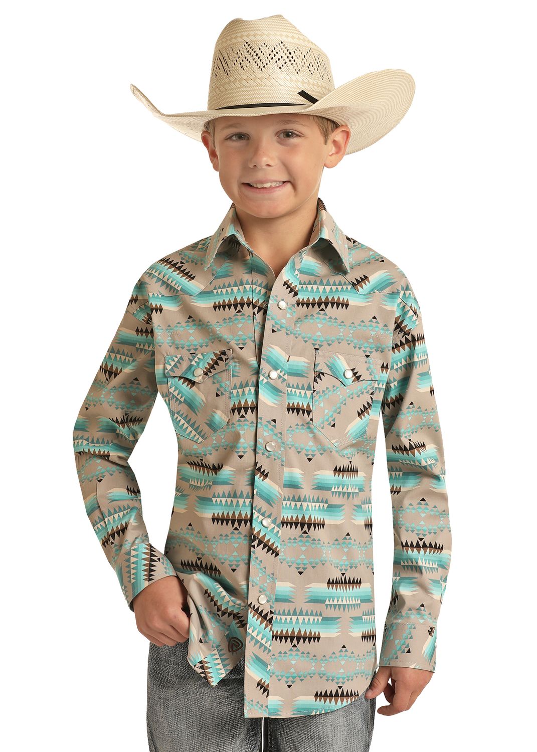 Rock & Roll Boys Aztec Snap RRBSOSR0Q0, Kids Shirts: X Small