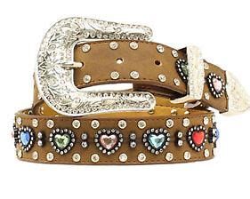 Nocona Girls Rhinestone Heart Belt - N4426844, Belts Kids: 18