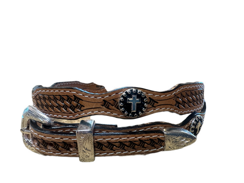 Austin Accent Leather Hatband W/Cross Conchos LC-32