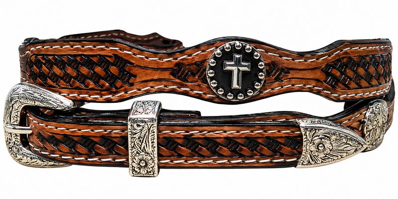 Austin Accent Leather Hatband W/Cross Conchos LC-32