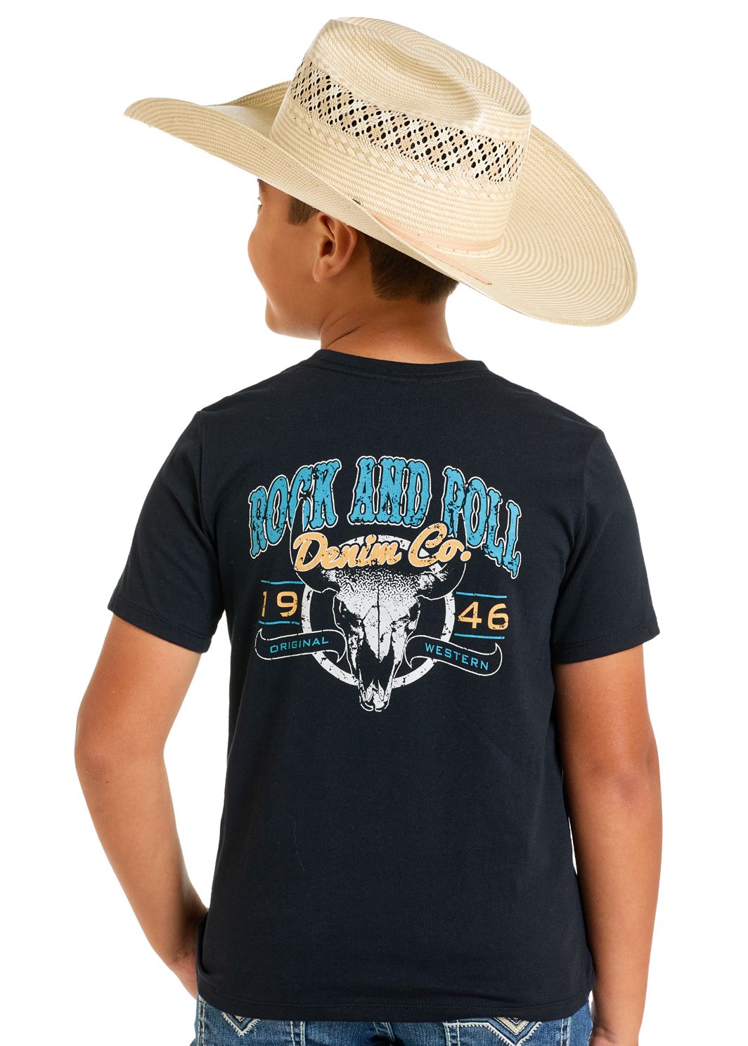 Rock & Roll Skull Graphic T-Shirt BB21T06778, Kids Shirts: X Small