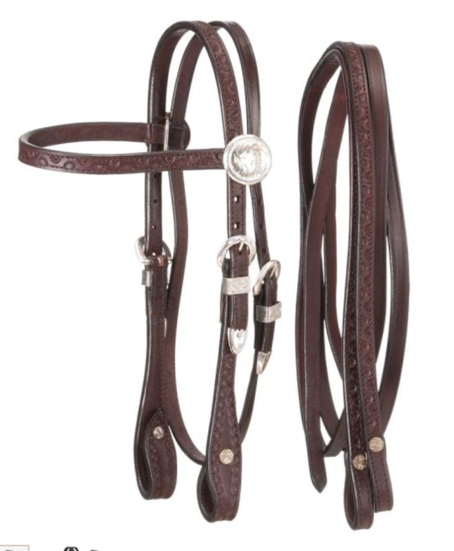 Tough1 Miniature Silver Browband Headstall W/Reins 42-7670