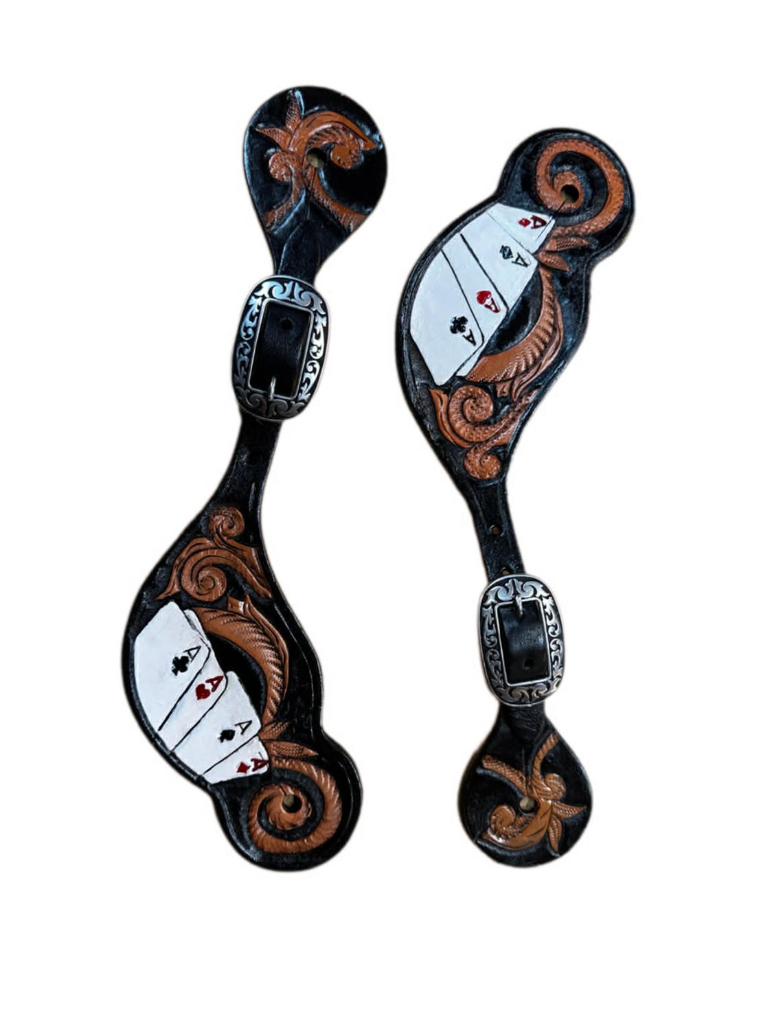 Wyoming Saddle Company Custom Spur Straps Four Aces