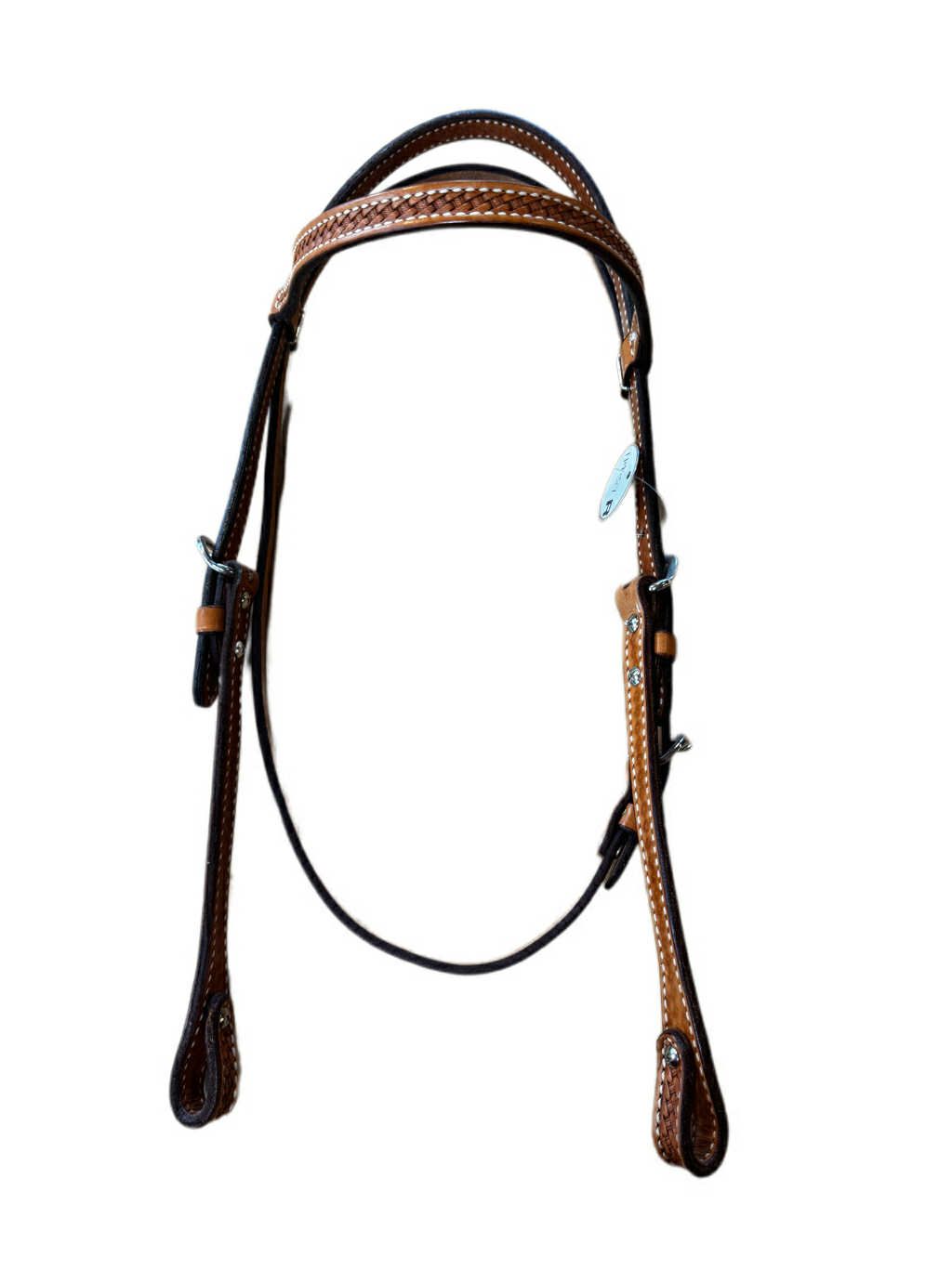 Billy Cook Russet Basketweave Tooled Headstall 11957
