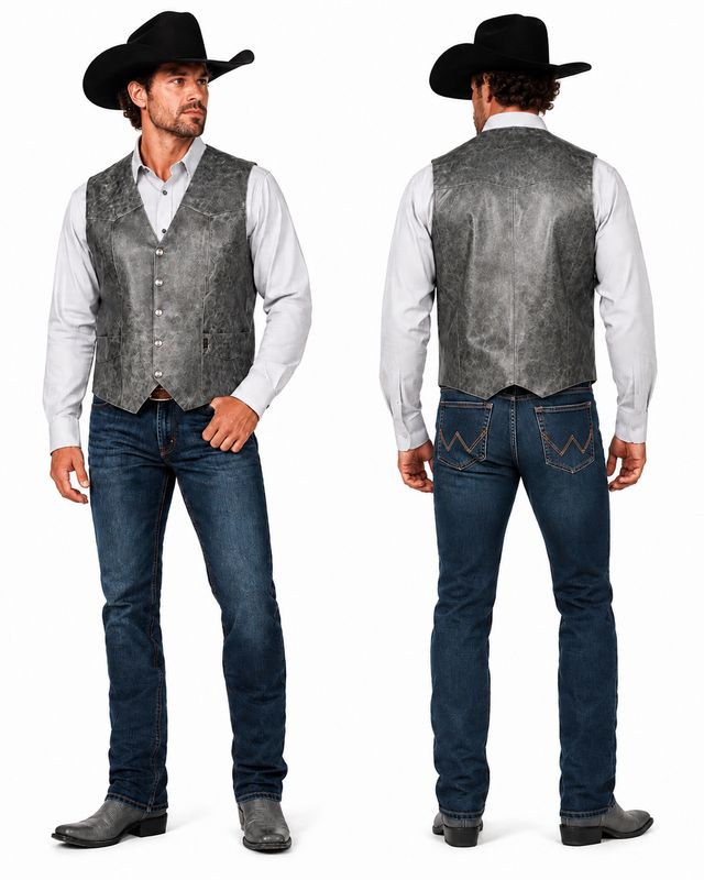 StS Mens Chisum Leather Vest Antique Gunsmoke