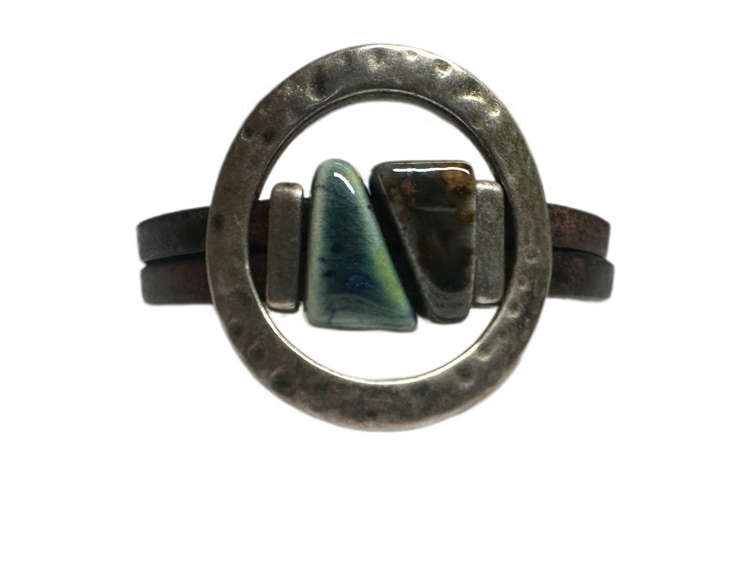 Handmade Leather Magnetic Bracelet with Stone