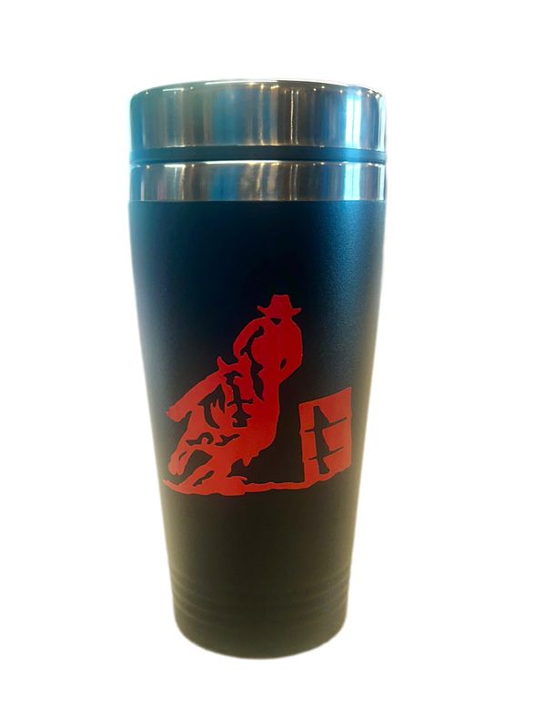 Barrel Racer Black/Red Stainless Steel 16oz Tumbler