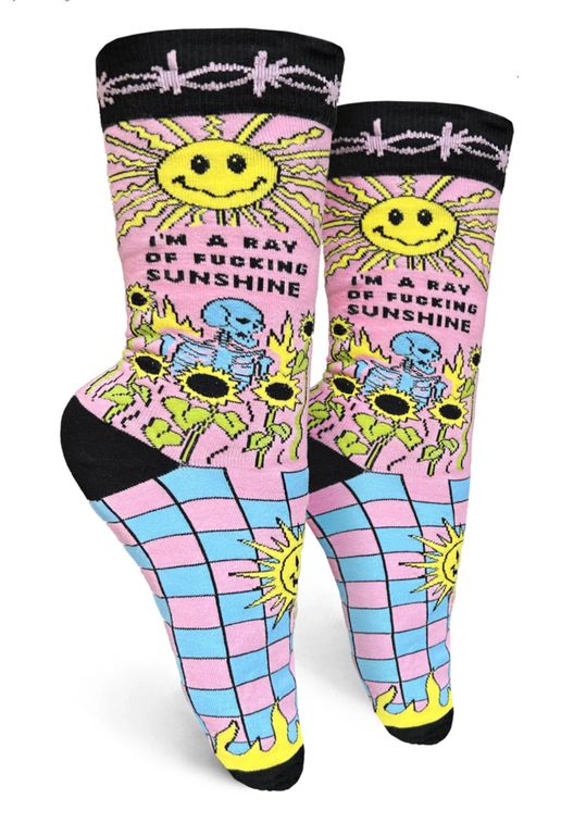 Adult Novelty Crew Socks I'm A Fucking Ray Of Sunshine