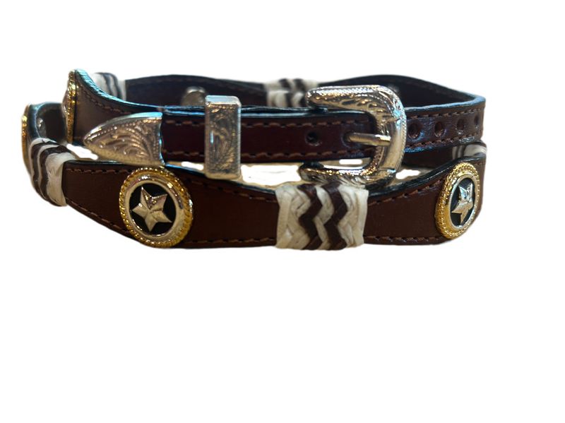 Austin Accent Brown Leather Hatband W/Conchos LC-26-2