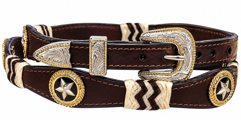 Austin Accent Brown Leather Hatband W/Conchos LC-26-2