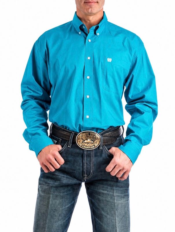 Cinch Solid Turquoise Button-Down Western Shirt MTW1103800