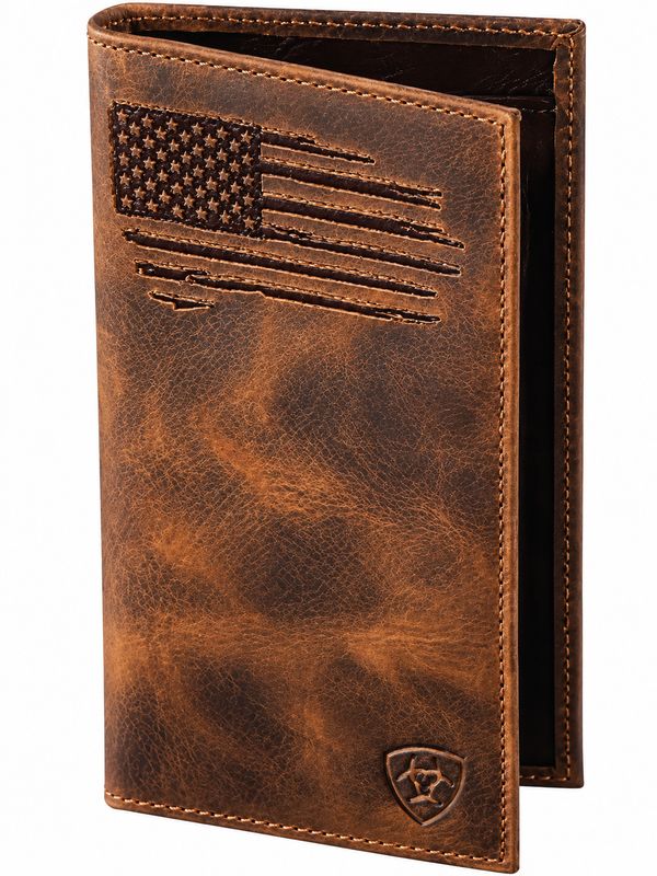 Ariat Rodeo Distressed Stitch USA Flag Shield Logo A3545802