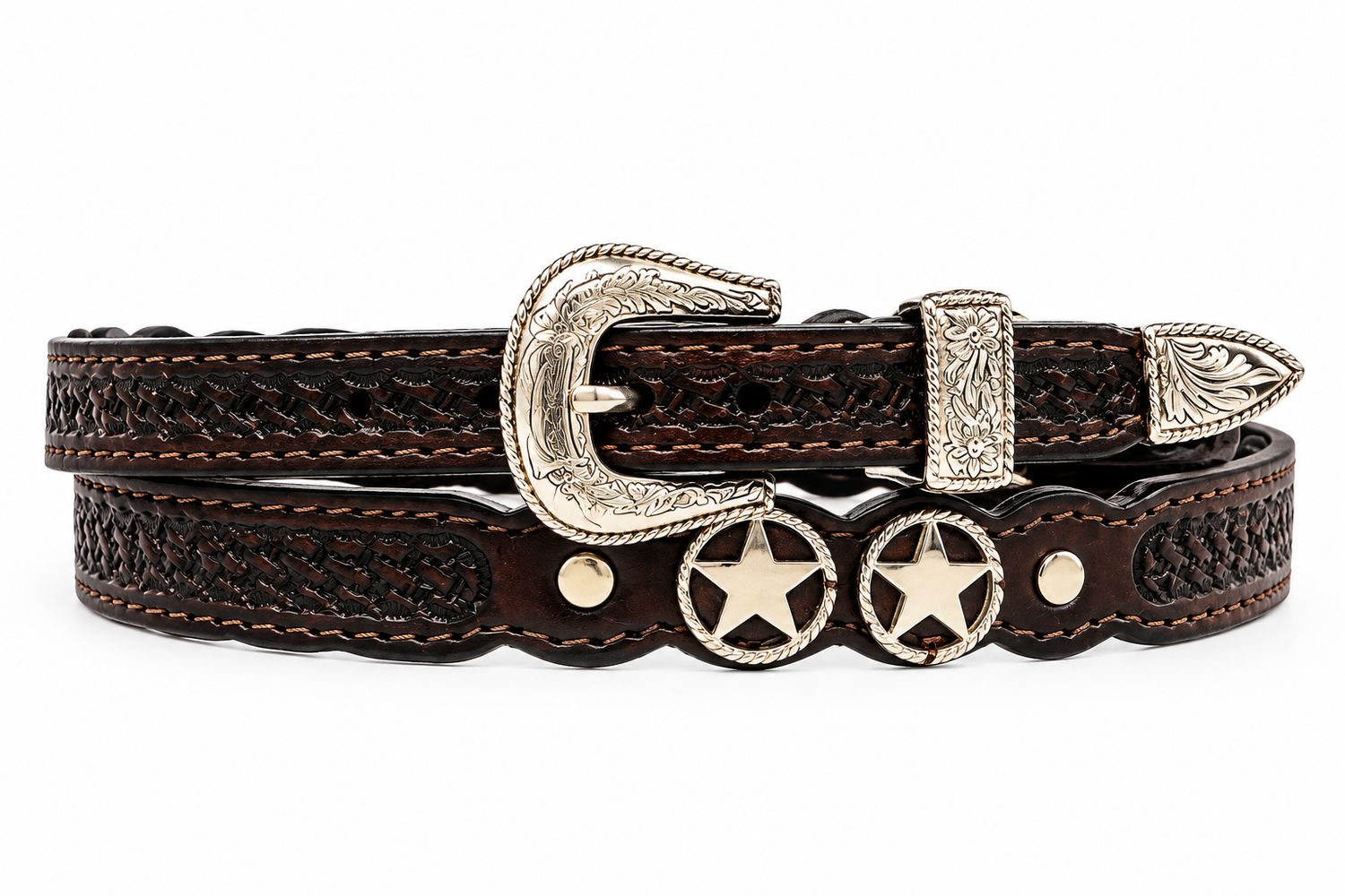 Austin Accent Leather W/Star Conchos Hatband HB55-S Austin Accent Leather W/Star Conchos Hatband HB55-S
