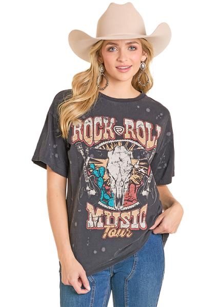 Rock & Roll Oversized Graphic Tee BW21T07957, XS-5X: XS