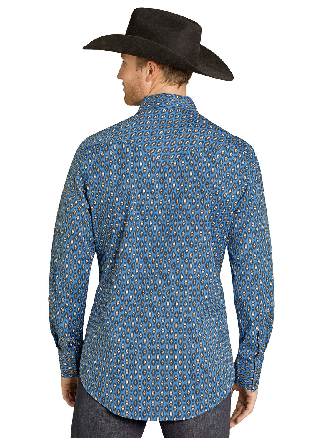Rock & Roll Mens Long Sleeve Aztec Print Snap Shirt BMN2S07645, XS-5X: S
