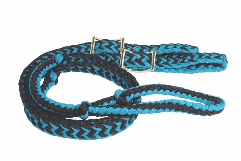 Professional Choice Teal/Black Braided Barrel Reins 7400