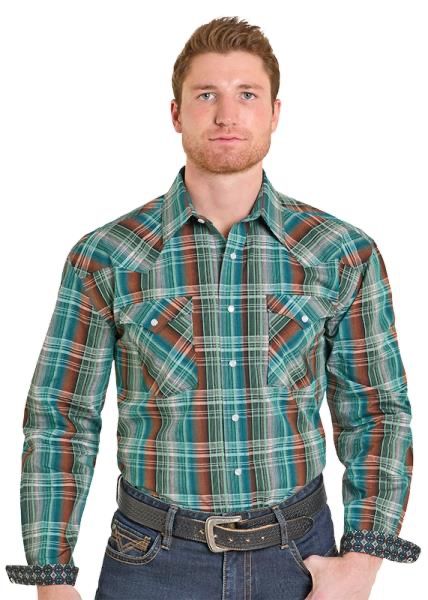 Panhandle Slim Mens Long Sleeve Plaid Button Up Shirt RMN2S07570, XS-5X: S