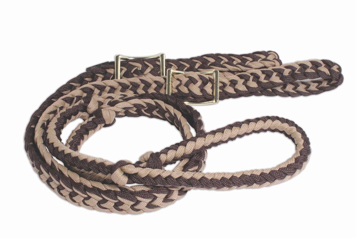 Professional Choice 5/8 Braided Barrel Reins Chocolate/Tan 7400
