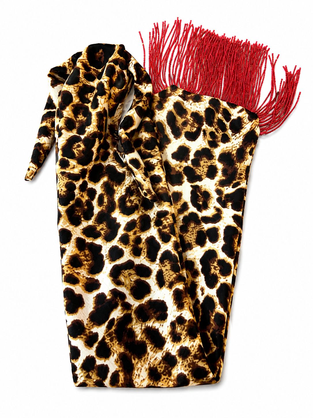 LP Pattern With Fringe Tail Bags, Pattern Fringe Tail Bags: Cheetah Print Red Fringe