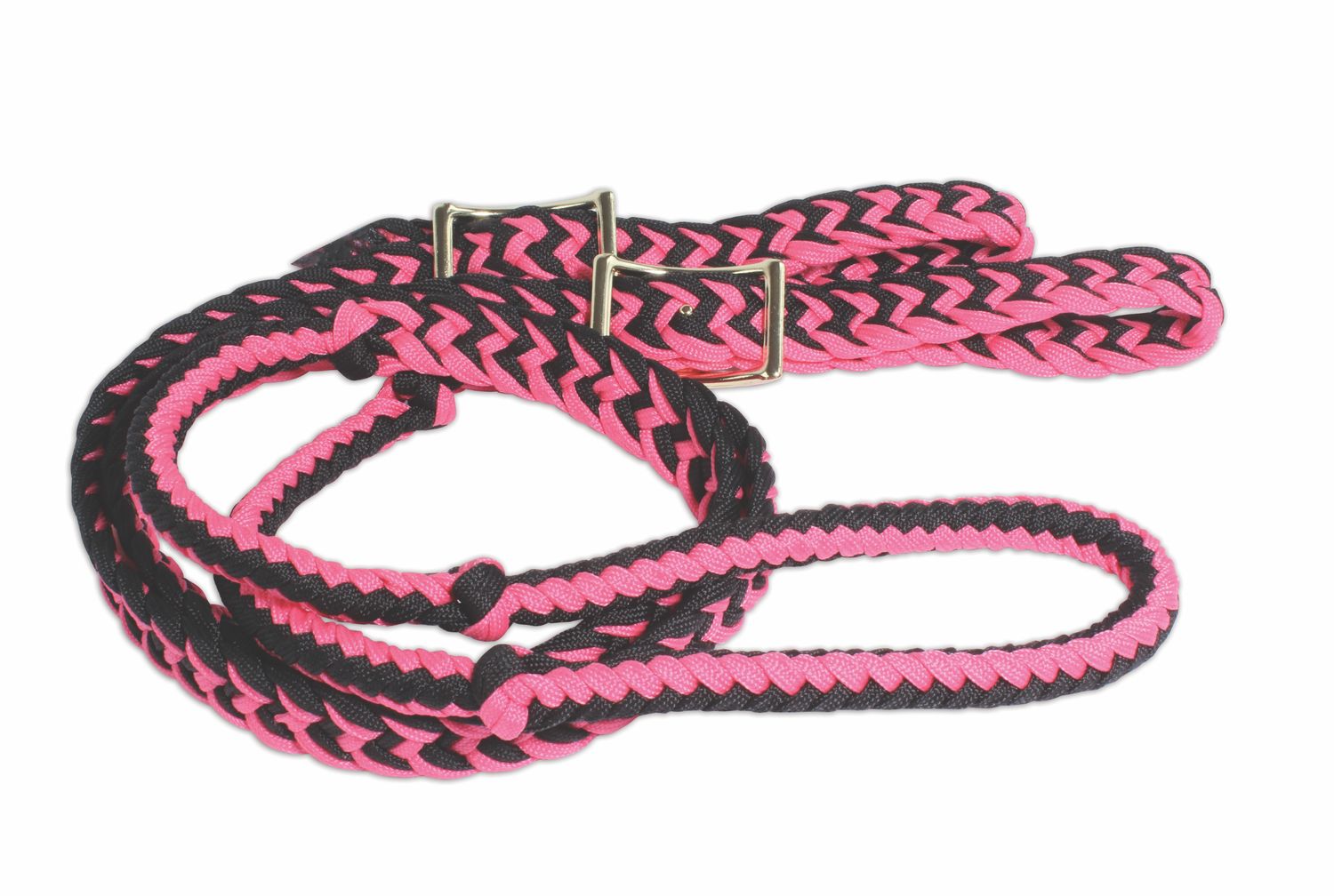 Professional Choice Pink/Black Braided Barrel Reins 7400