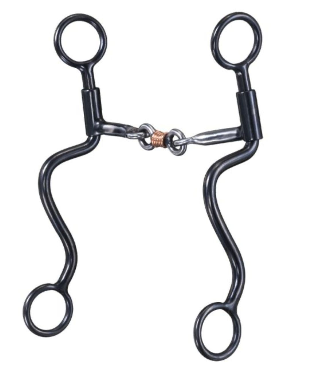 Tough 1 Black Steel S Shank with 3- Piece Sweet Iron Snaffle 245101-0-0 Tough 1 Black Steel S Shank with 3- Piece Sweet Iron Snaffle 245101-0-0