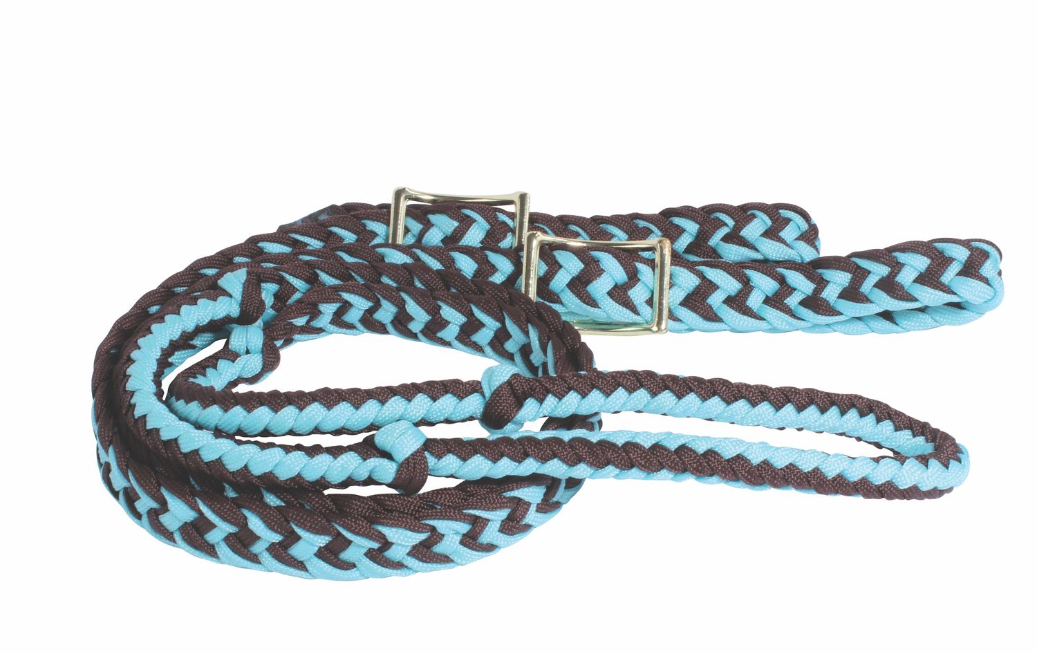 Professional Choice Turquoise/Chocolate Braided Barrel Reins 7400