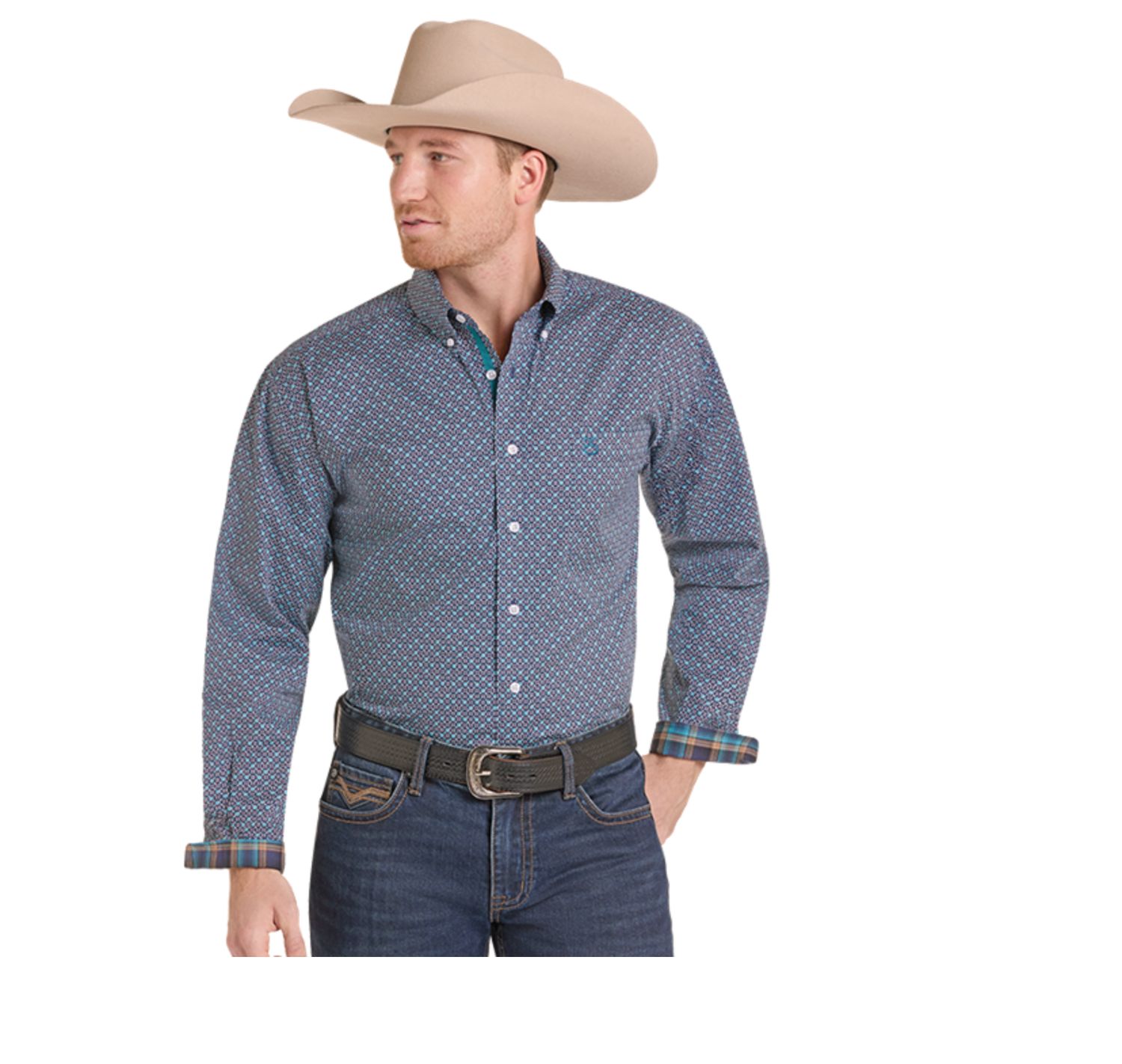 Panhandle Slim Long Sleeve Button Up Shirt RMB2S09528, XS-5X: Medium