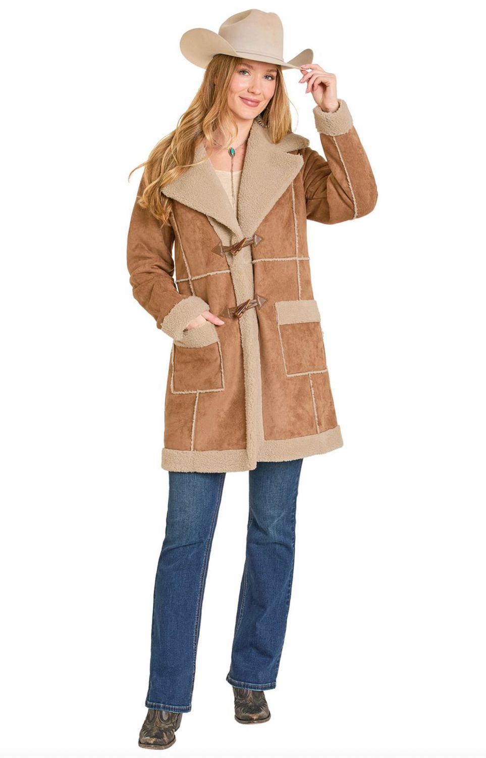 Panhandle Powder River Women's Microsuede & Berber Coat DW92C06870, XS-5X: S