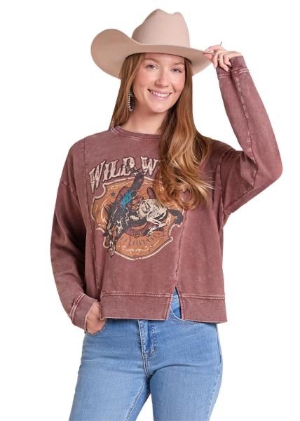 Rock & Roll Women's Graphic Pullover With Vents BW91T09715, XS-5X: XS