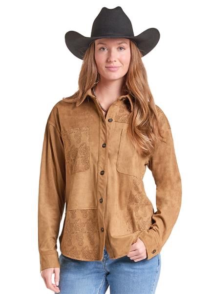 Panhandle Slim Women's Microsuede Long Sleeve Shirt LWB2S09664, XS-5X: XS