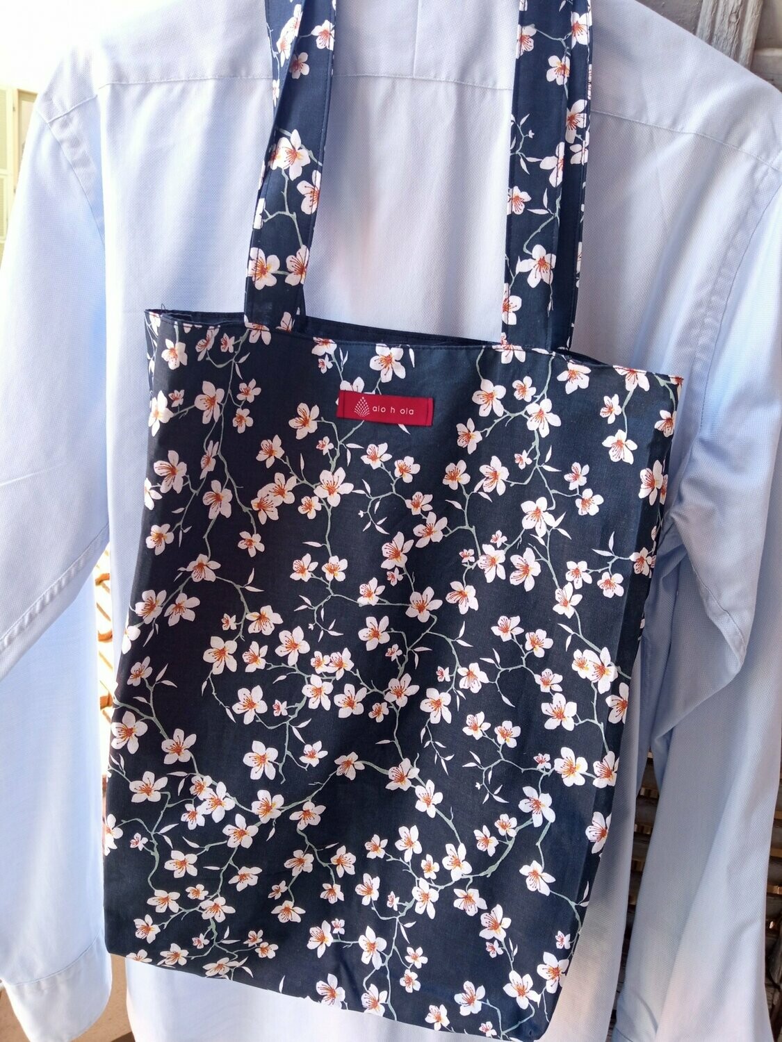Totebag Azul flores japon