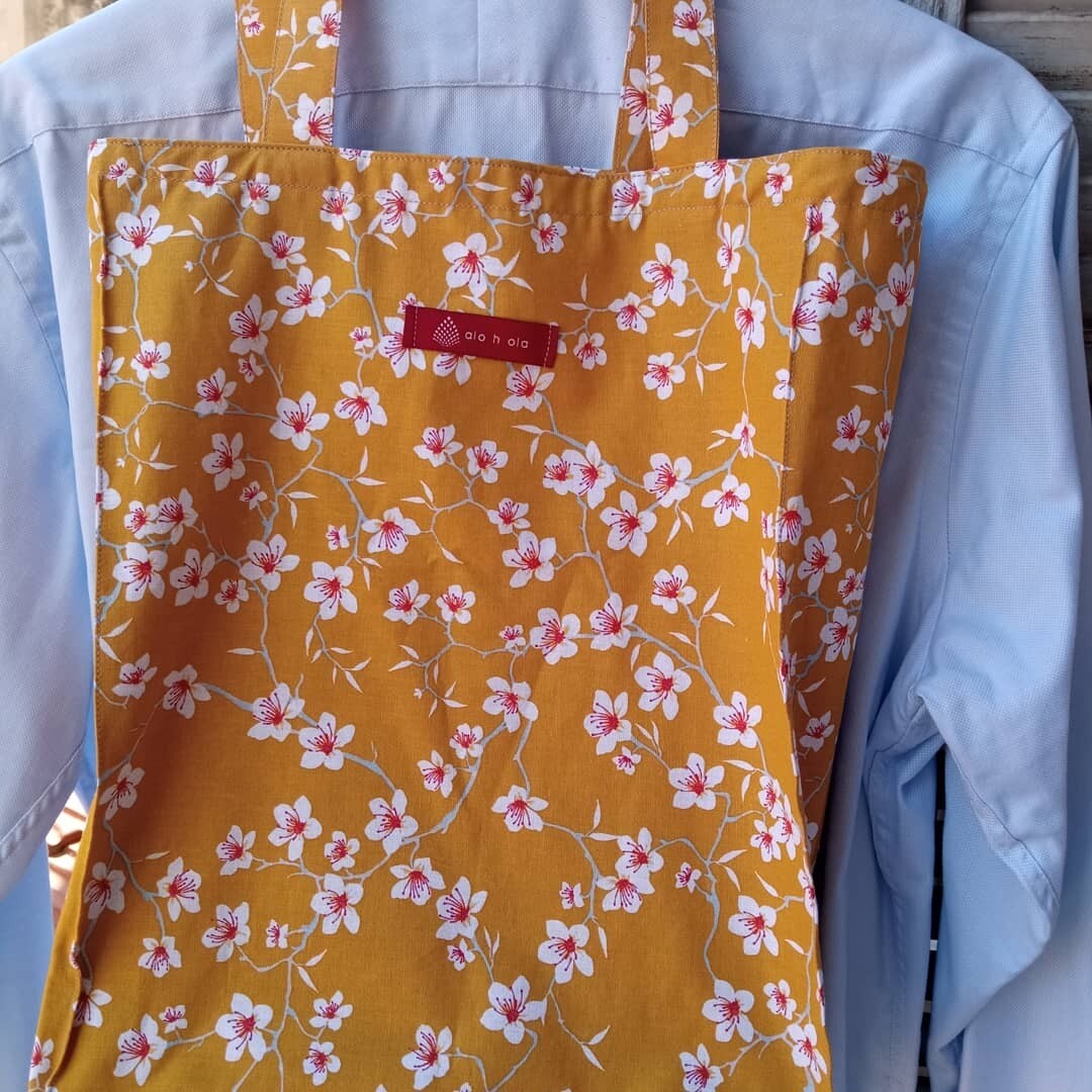 Totebag mostaza flores japon