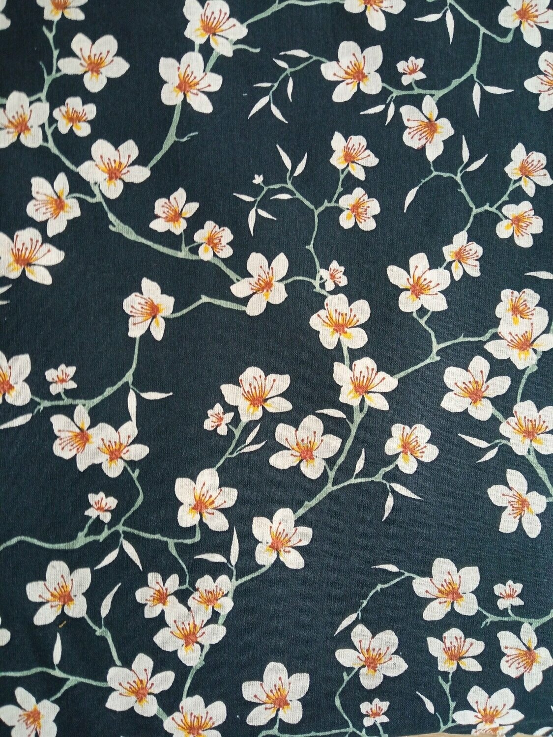 Tela flores japon marino