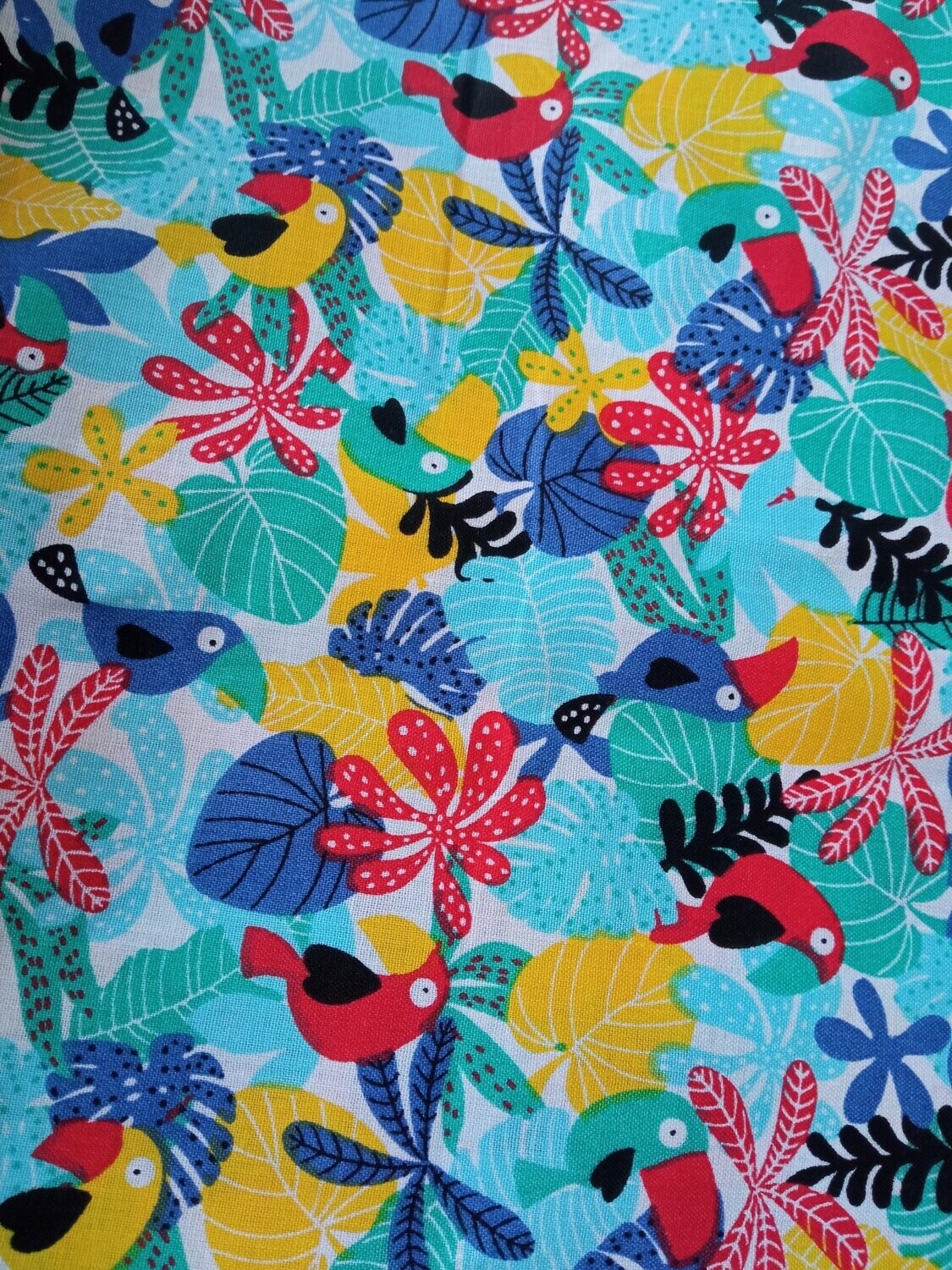 Tela tropical azul loros