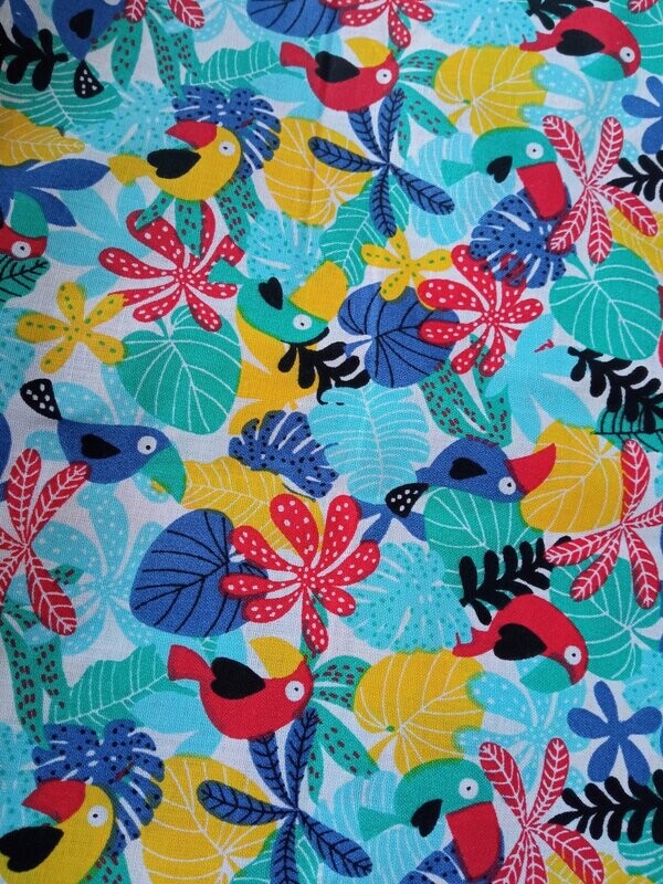 Tela tropical azul loros