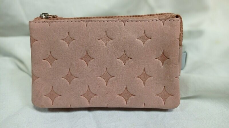 MONEDERO  PIEL GRABADA "ACQ" COLOR NUDE