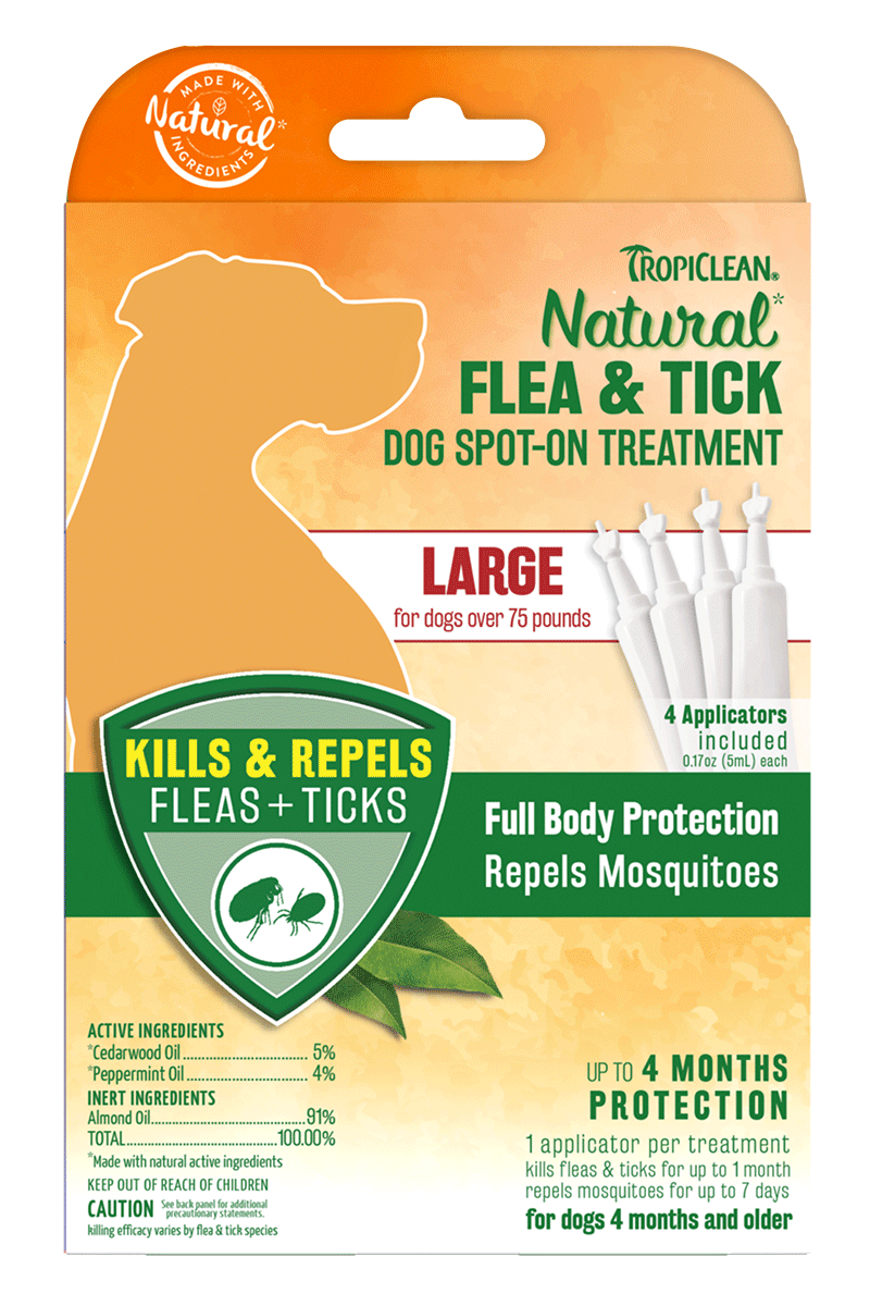 TropiClean Natural Flea And Tick Dog Spot-On Treatment - Large