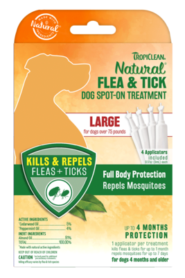 TropiClean Natural Flea And Tick Dog Spot-On Treatment - Large