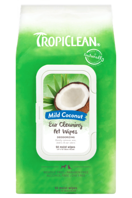 TropiClean Mild Coconut Ear Cleaning Pet Wipes