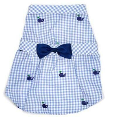 Worthy Dog Dress Gingham Whale For Dogs
