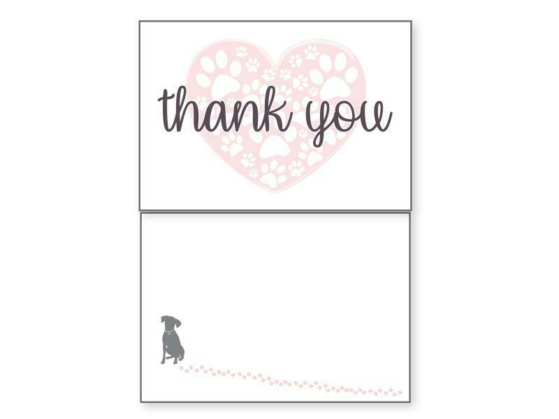 Thank You Pet Greeting Card - Heart/Paws Blank