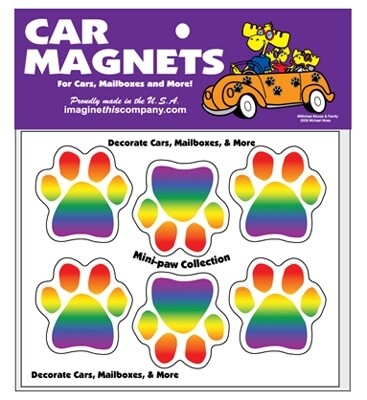 Mini Rainbow Paw Magnets 6-Pack