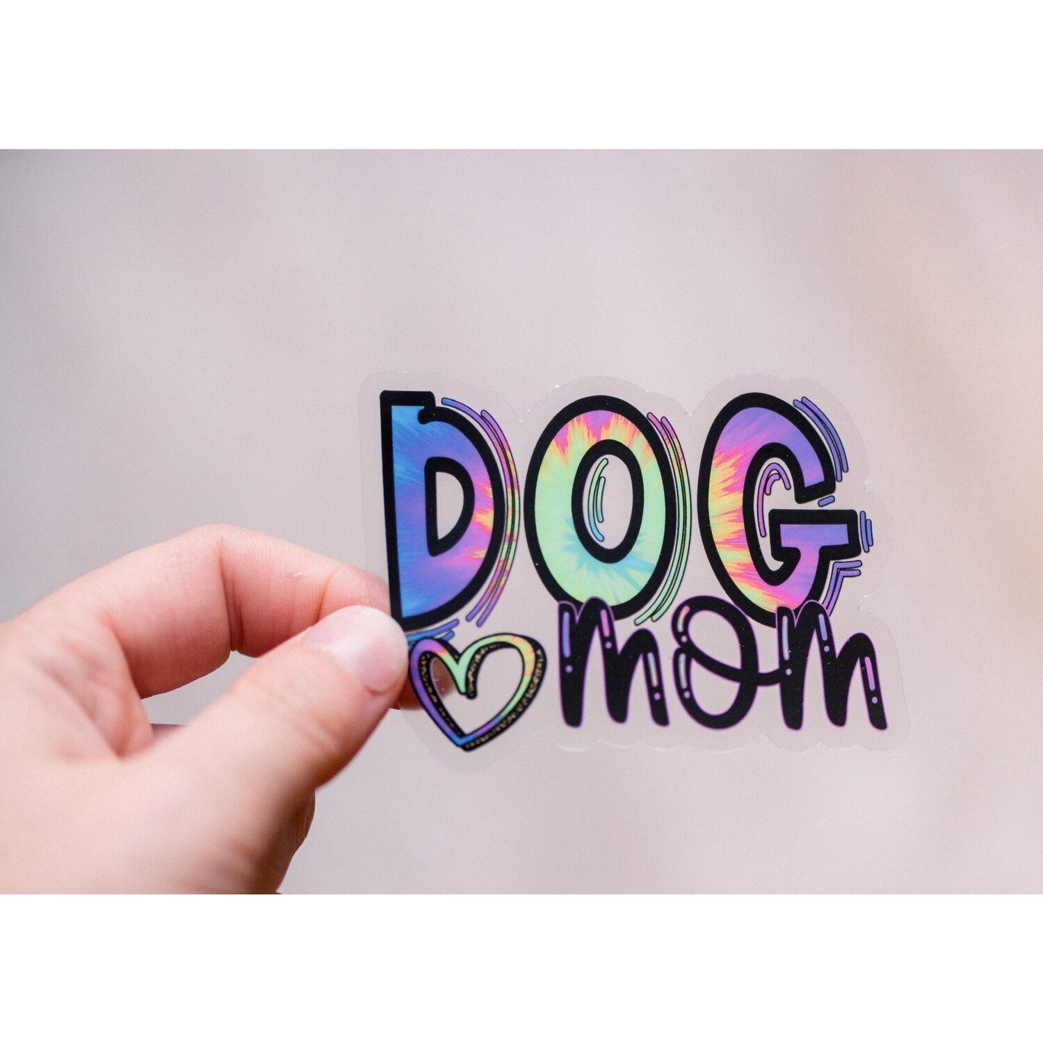 Dog Mom Rainbow Clear Vinyl Sticker