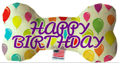 Happy Birthday Balloons Fluffy Bone Dog Toy