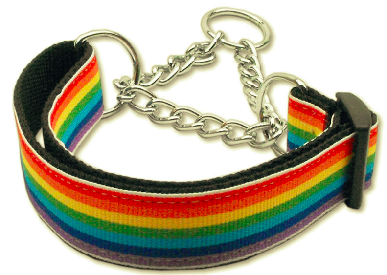 Rainbow Striped Martingale Dog Collar
