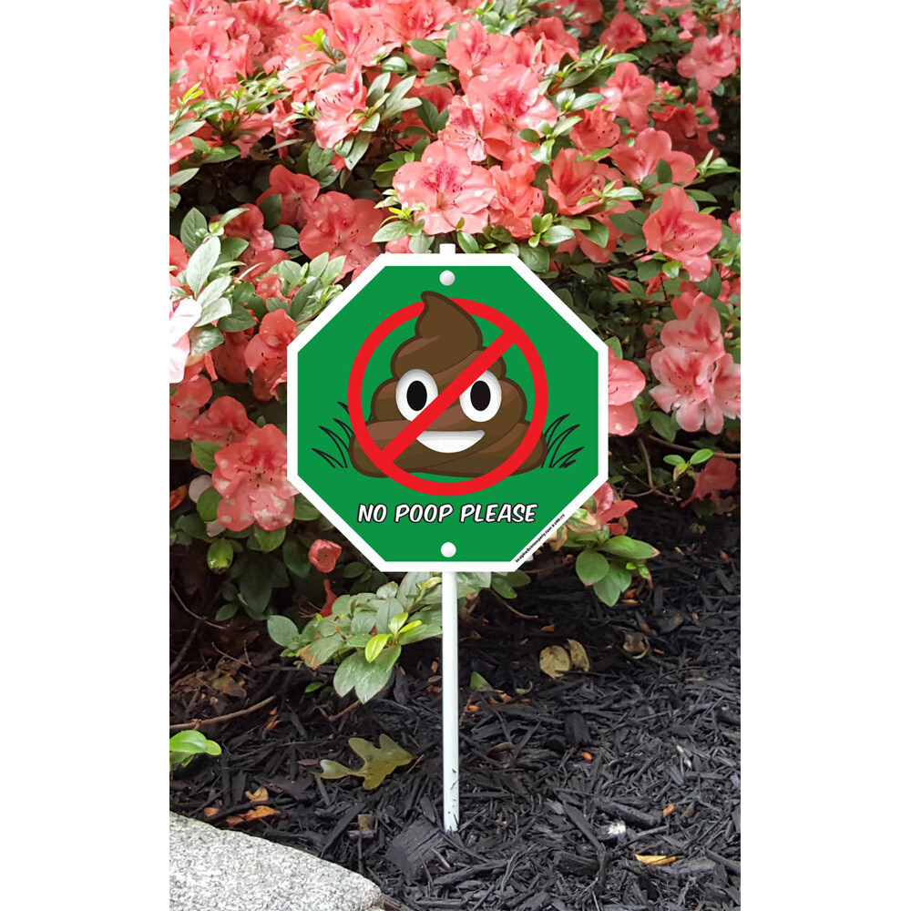 No Poop Emoji Garden Sign On Stake