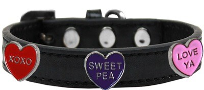 Conversation Hearts Widget Dog Collar - Black